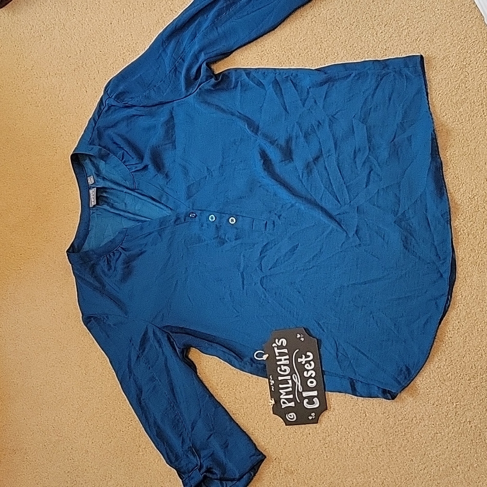 SOHO Blouse XL Blue 3/4 Sleeves